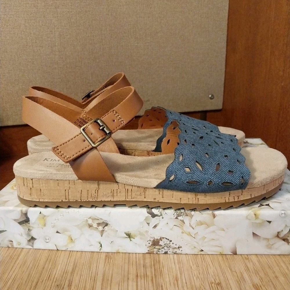 Kim Rogers Ultra Comfort Hayward Blue Sandals Size 8M Cork Soles Summer Strap EC - Picture 1 of 11
